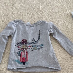 5-6 Gymboree Gray Long Sleeve Tee Paris sequin with Scooter Design